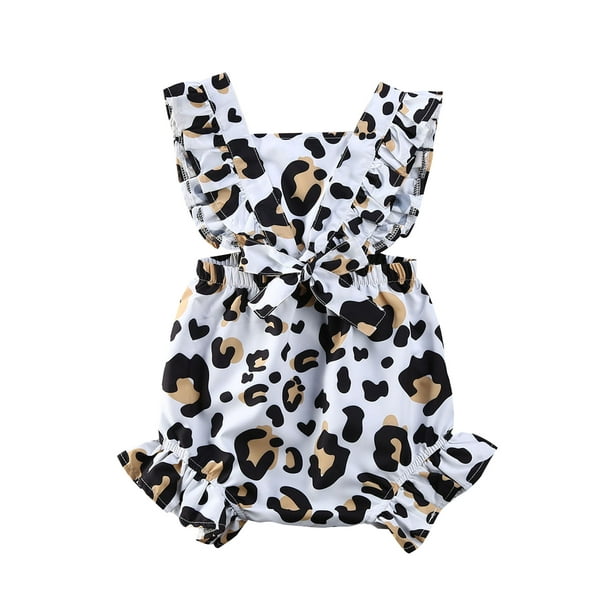 Newborn Infant Baby Girl Leopard Ruffle Romper Jumpsuit Summer Outfits Clothes 